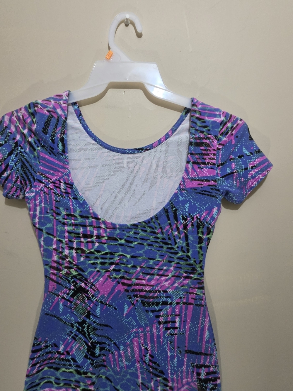 WAYF XS Bodycon Midi Dress Purple Pink Abstract Y2K Stretch Made USA - Picture 7 of 8